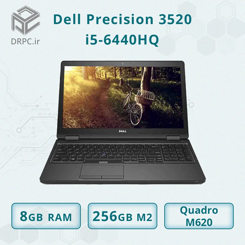 لپ تاپ استوک دل Precision 3520 + CPU i5 6440HQ + Ram 8 GB DDR4 + SSD 256 GB M2 + VGA Quadro M620 2GB